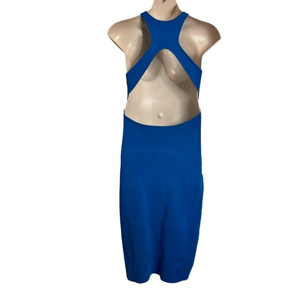 House Of Harlow Knit Open Low Racer Back Teal Blue Size Large Midi Dress NWOT - Picture 8 of 10